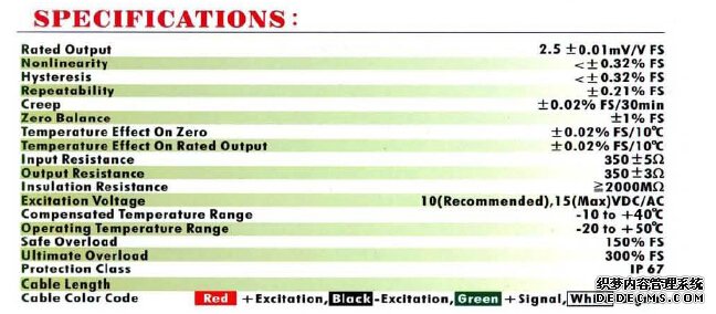 美國sensolink稱重傳感器 SLC11產品參數:
