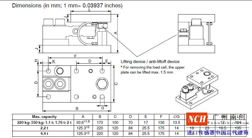 HBM HLCM稱重模塊的產品尺寸