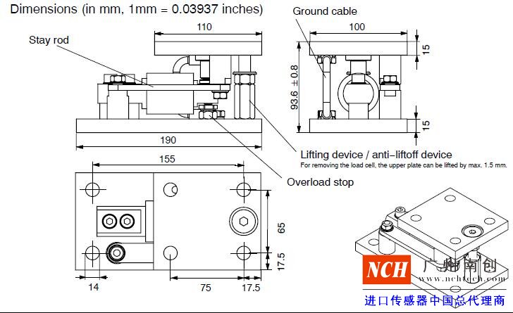 HBM Z6AM稱重模塊的產品尺寸