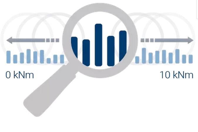 FlexRange 技術(shù)僅需一個(gè)彈性體,具有優(yōu)異的精度,穩(wěn)定性和分辨率,即使部分測量范圍。